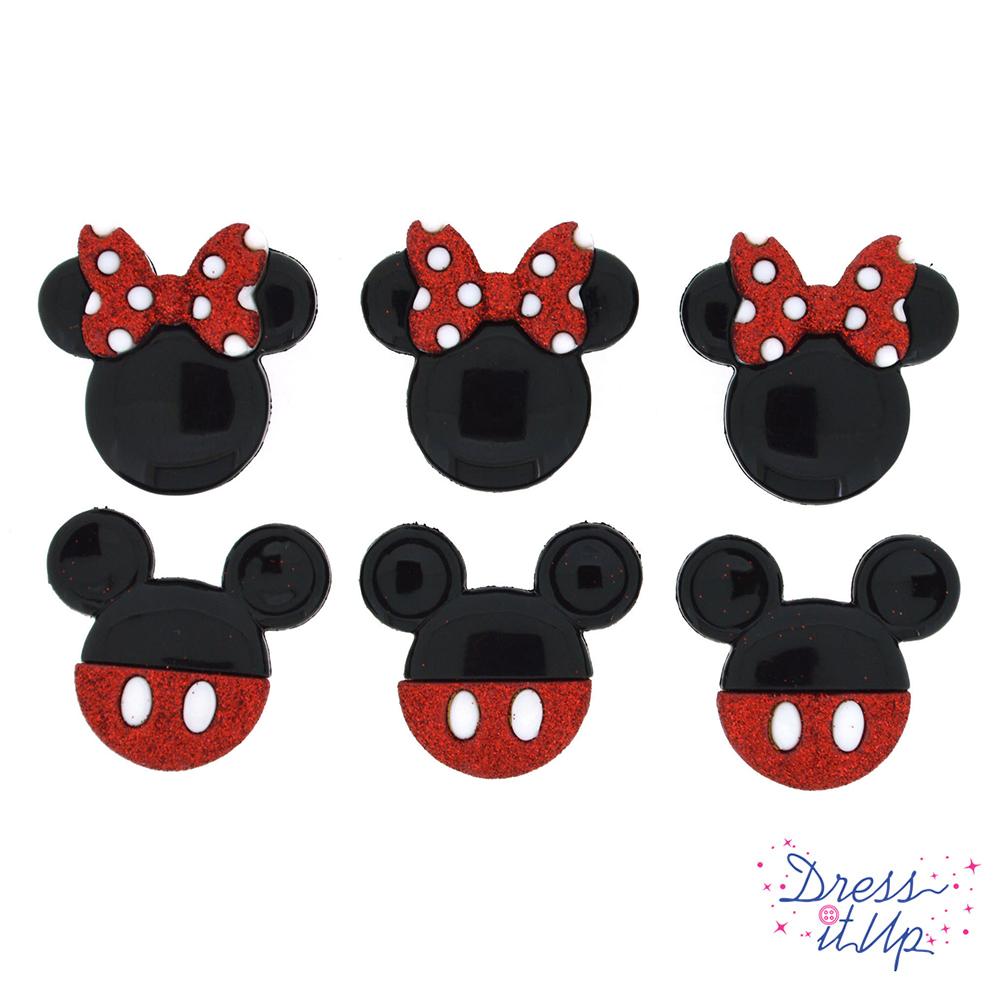 Disney glitter Mickey Mouse and Minnie Mouse classic heads for sewing and DIY crafting hobbies
