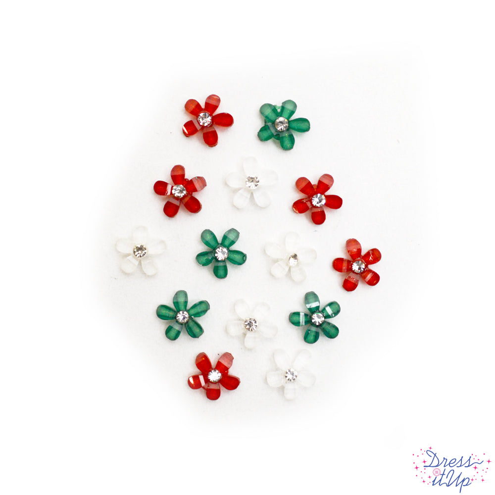 Resin flowers in Christmas colors add a soft touch to holiday crafts