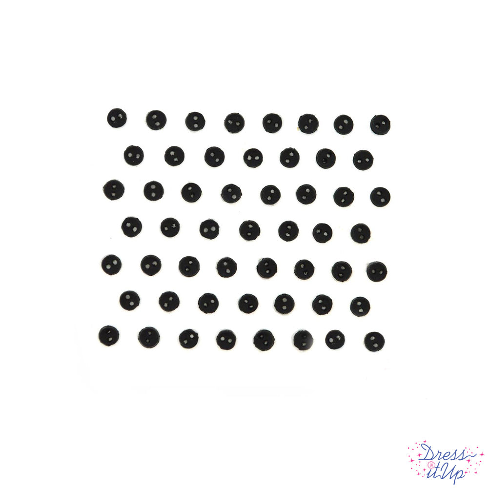 Tiny 2-hole buttons in black for sewing and crafting