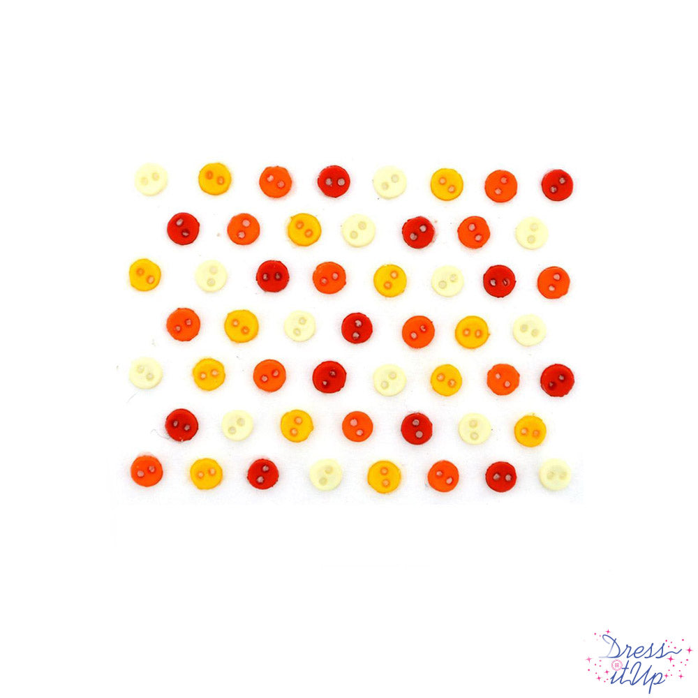 Sew-thru buttons in fire-y reds and oranges for creations