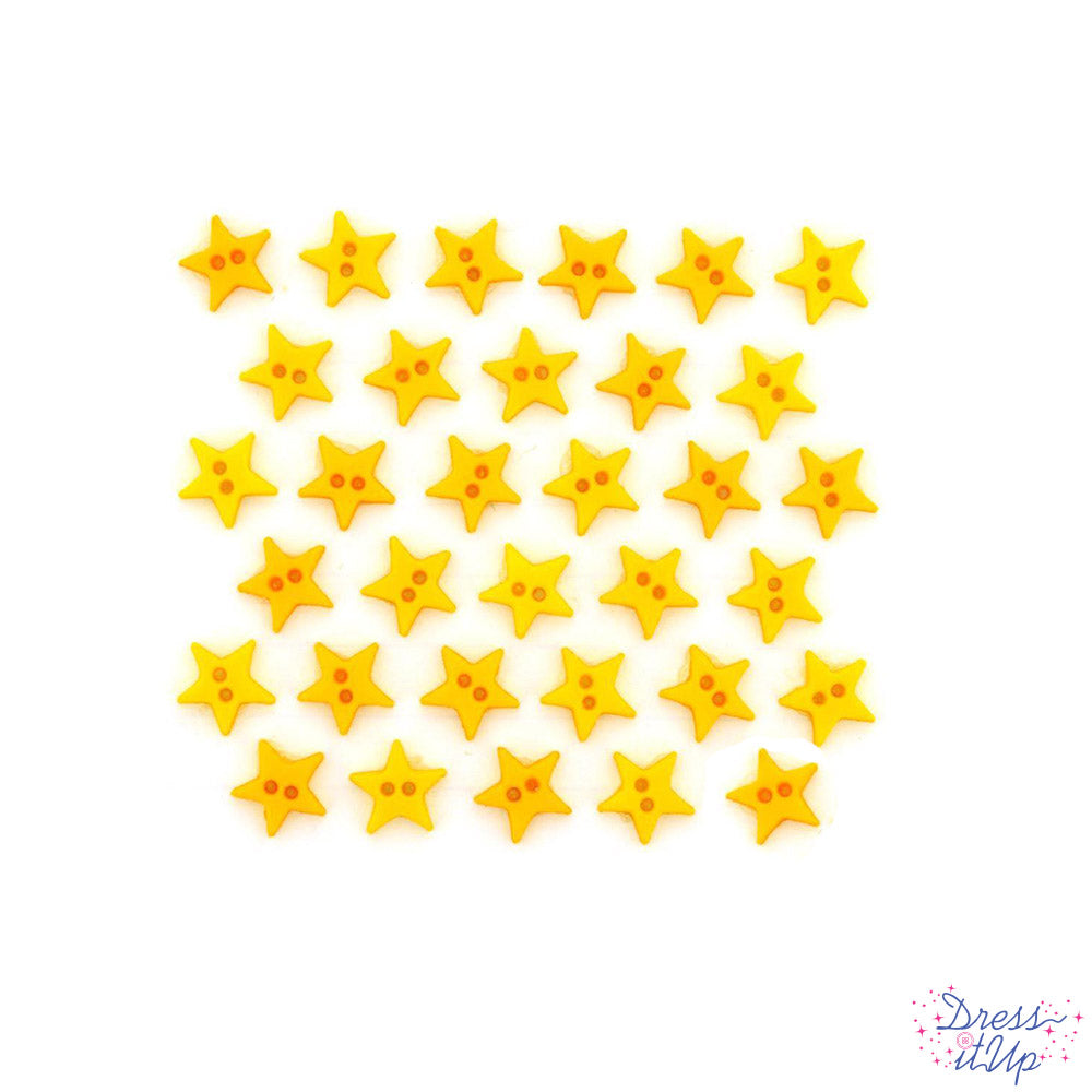 Yellow 2-hole stars add a pop of color to sewing and crafting