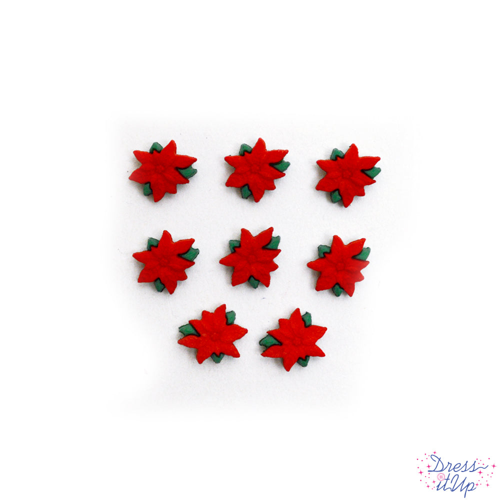 Red flowers embellish your Christmas and holiday projects