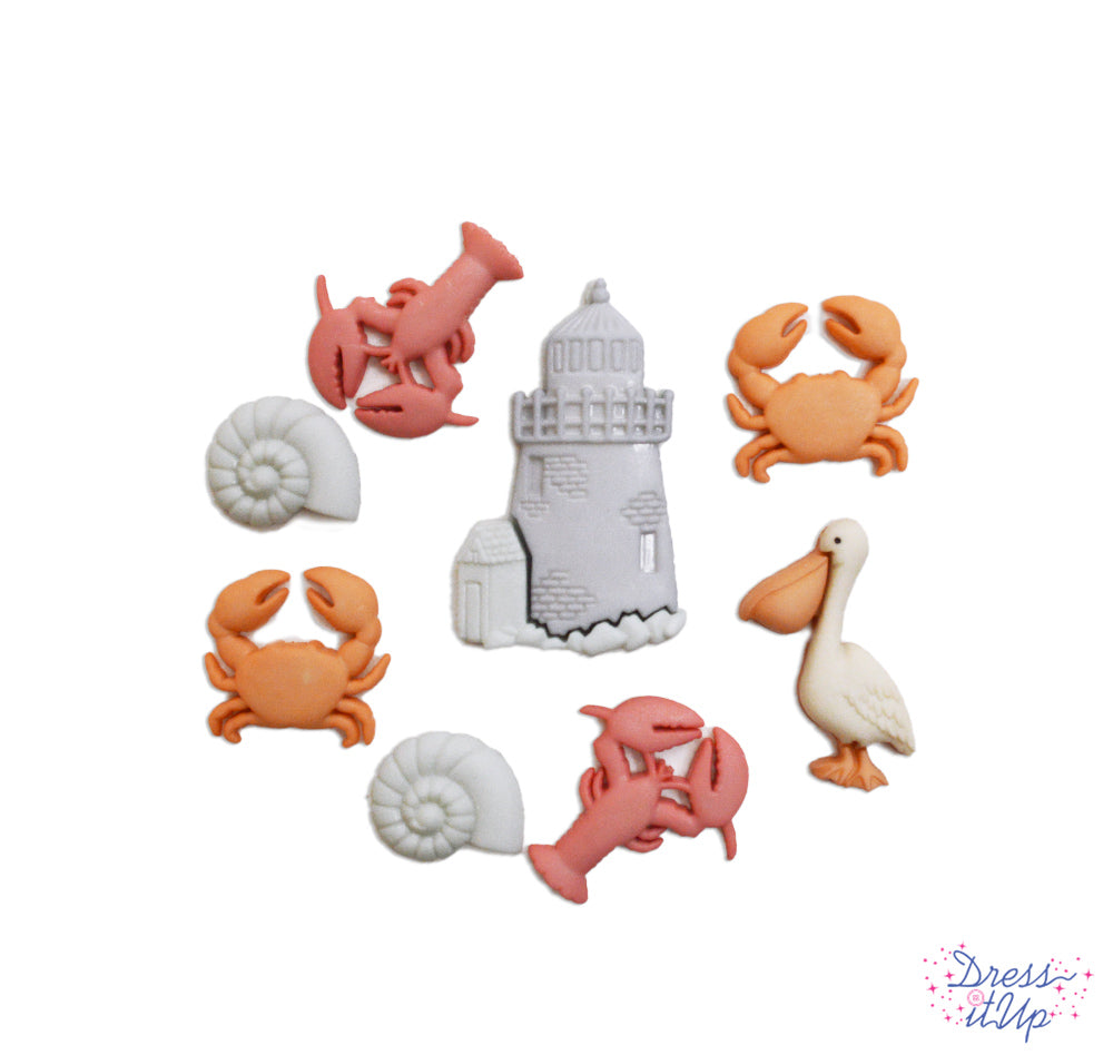 Lobsters, crabs, a pelican, shells and a lighthouse are perfect for adding to ocean themed projects