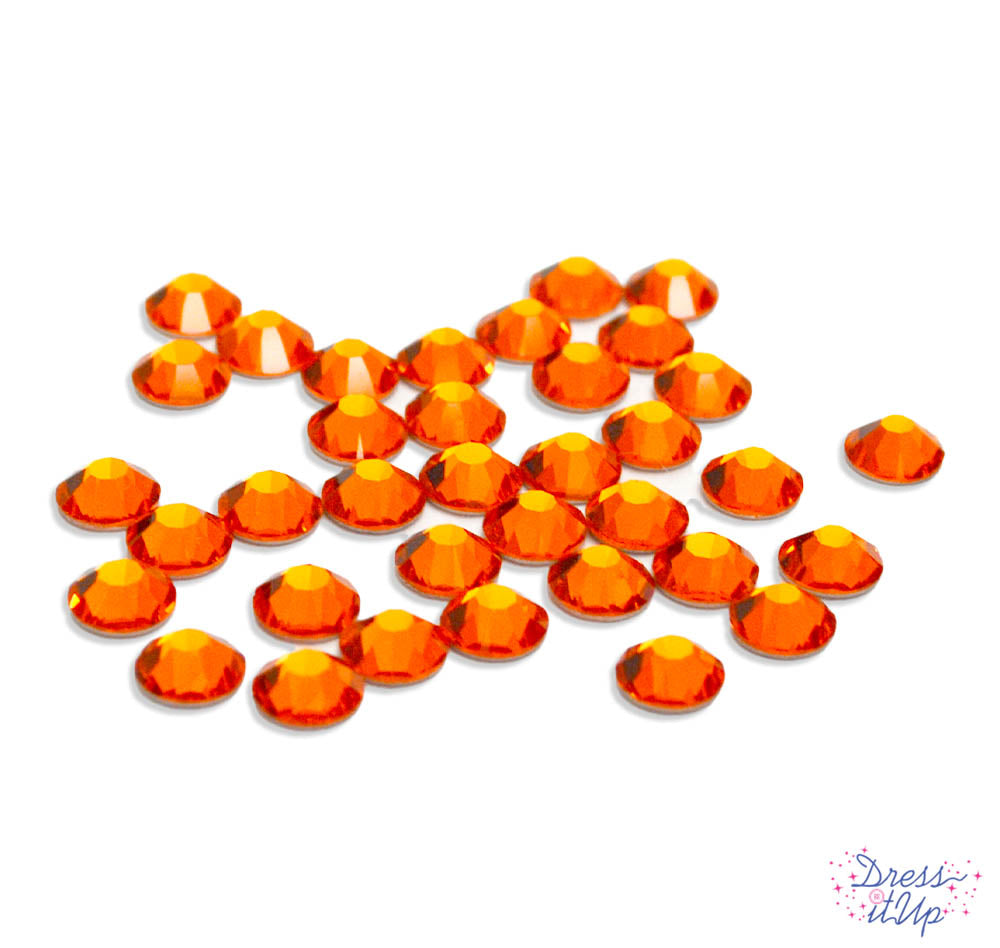 Sparkling crystal stones in orange, flat-back embellishments