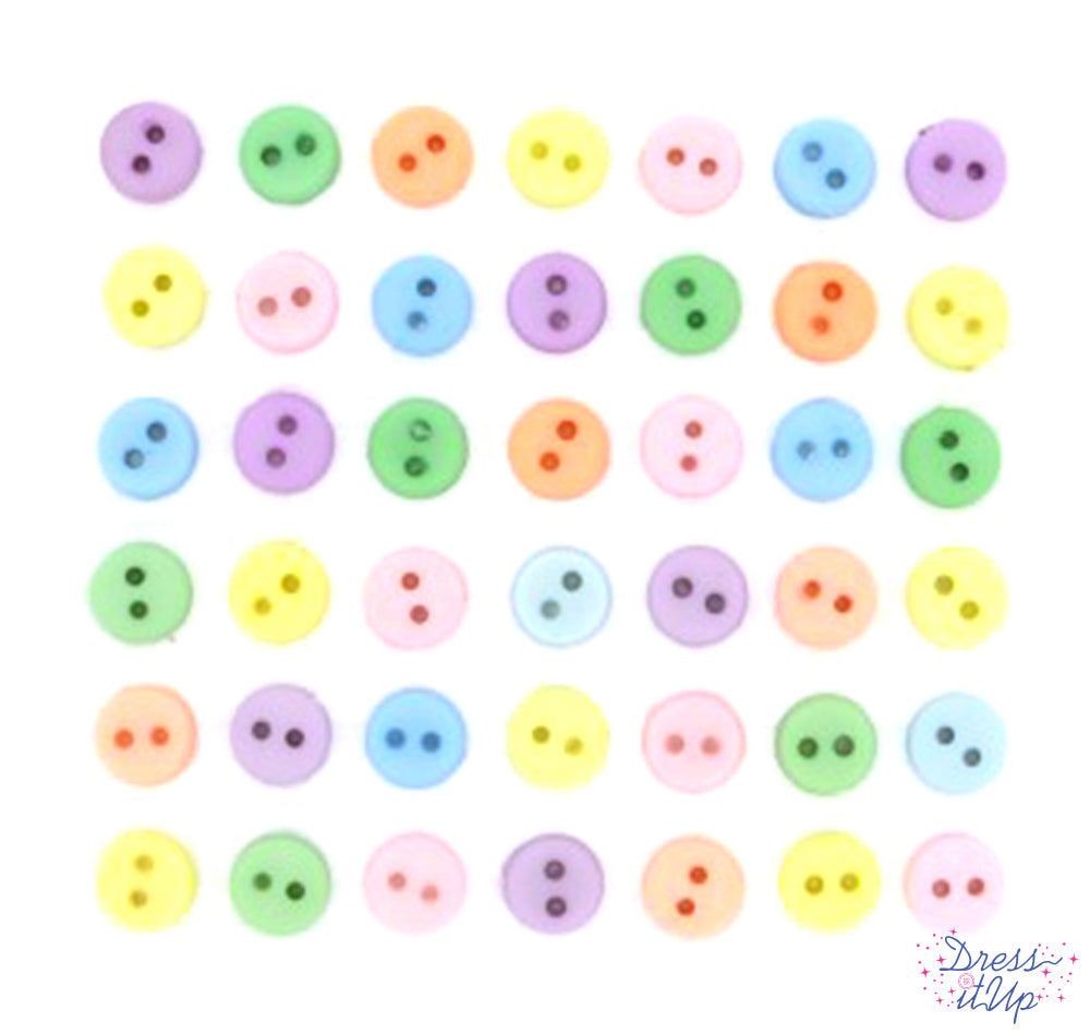 Round 2-hole sew-thru buttons in pastel colors for sewing and crafting