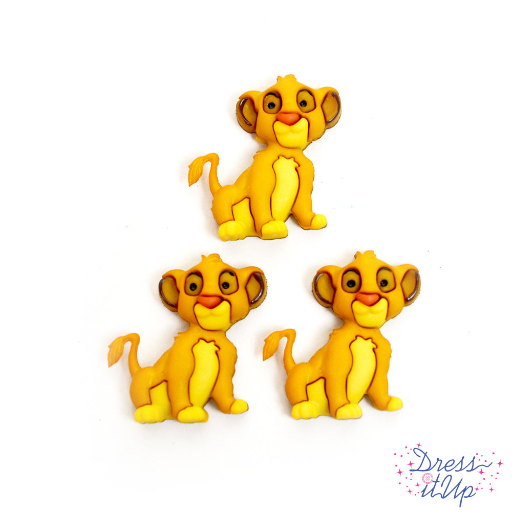 Three piece disney shank back button in simba from lion king movie
