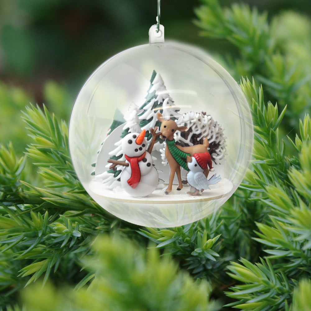 A Snow Deer button is featured in this winter holiday ornament