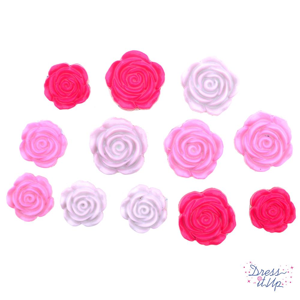 Assorted pack of detailed rose buttons for sewing and crafting