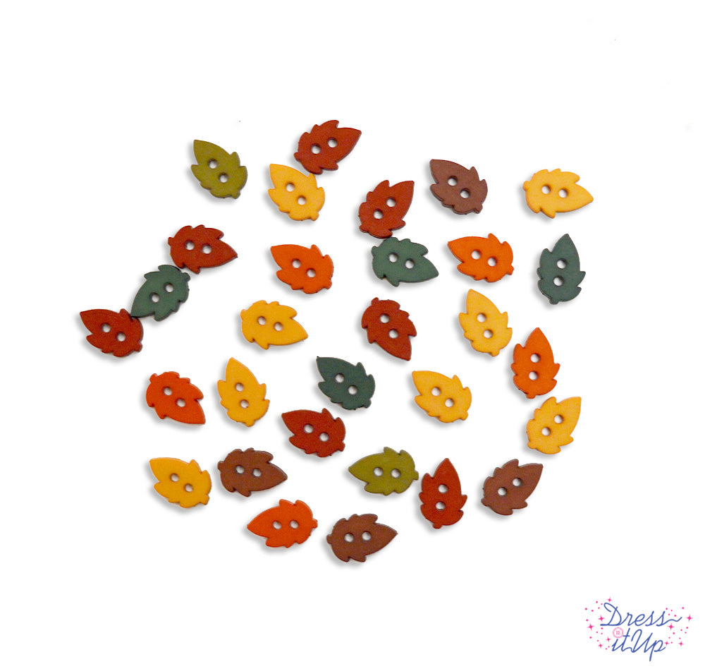 Tiny two-hole leaves in autumn colors are perfect to add to seasonal projects