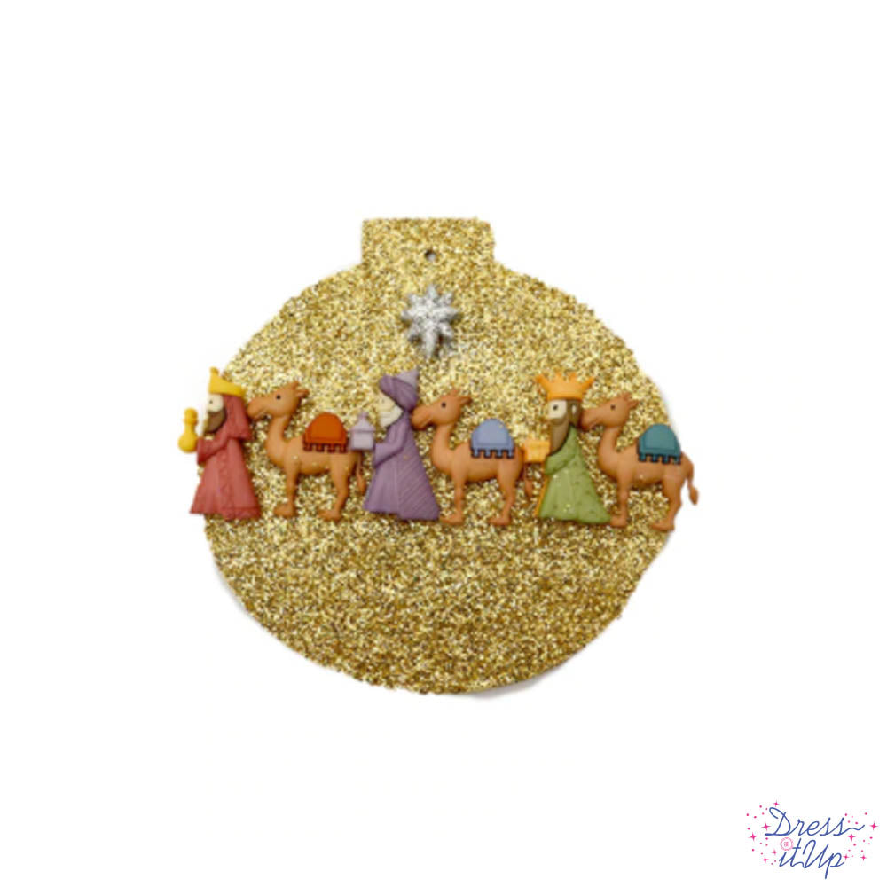 A pack of three kings from Christmas nativity scene. Camels and three kings buttons