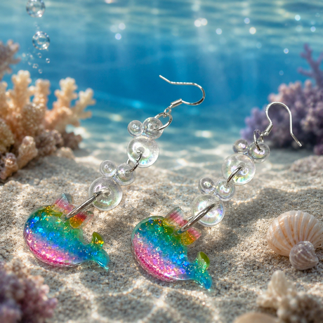 Make a Splash with Rainbow Whale Earrings by Tricia Giazzon