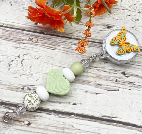 DIY Floral Butterfly Beaded Badge Reel By Tricia Giazzon