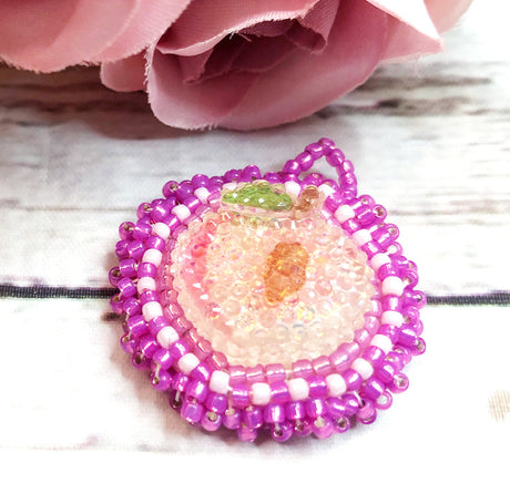 Beaded Peach Pendant