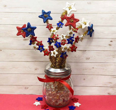 DIY Red, White, & Blue Button Flower Bouquet