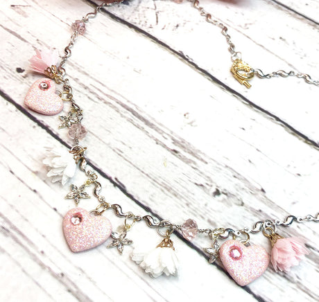 Rhinestone Hearts Necklace