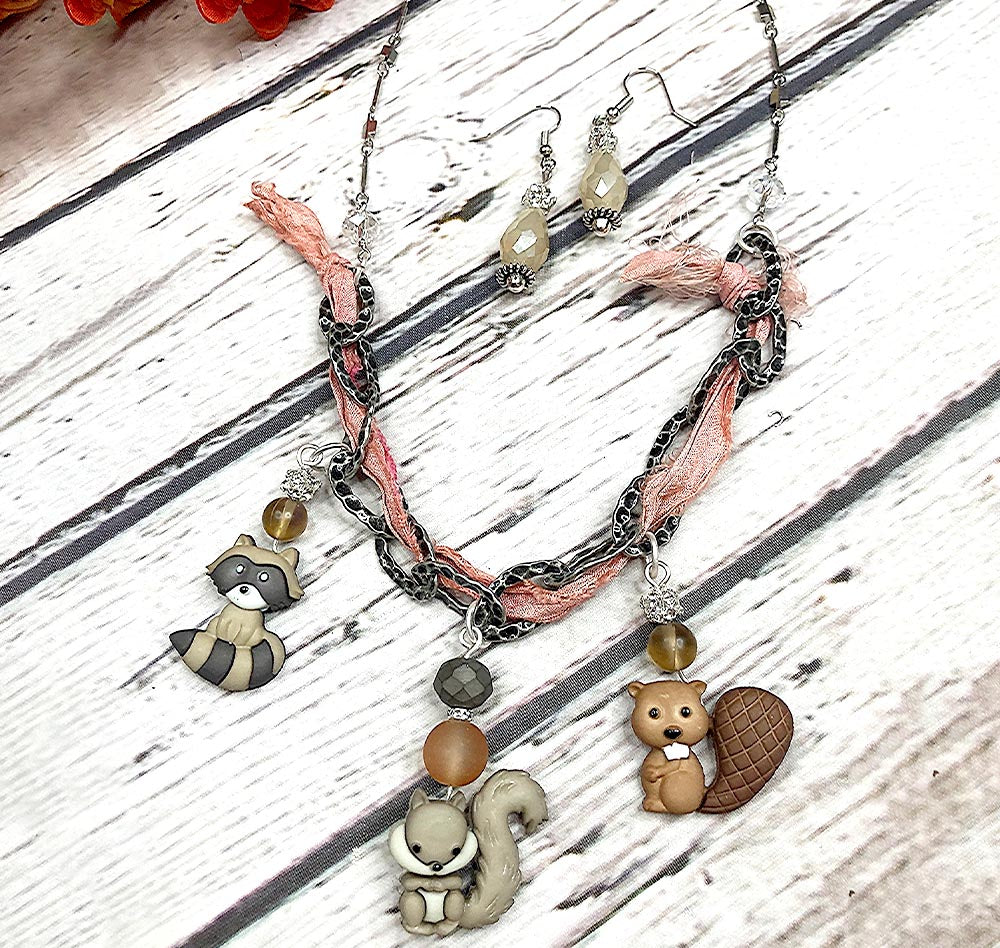 Fall Forest Necklace and Earring Set