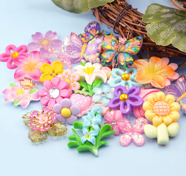 12 Pack Spring Blossom Garden Embellishment Bundle – 50 Pieces