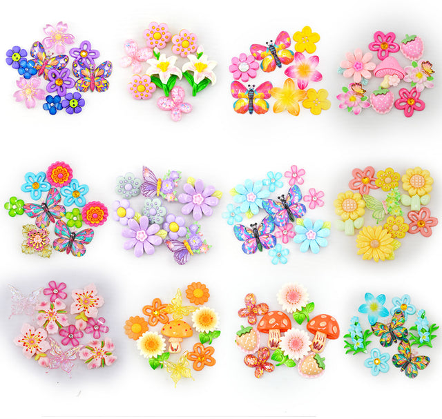 12 Pack Spring Blossom Garden Embellishment Bundle – 50 Pieces