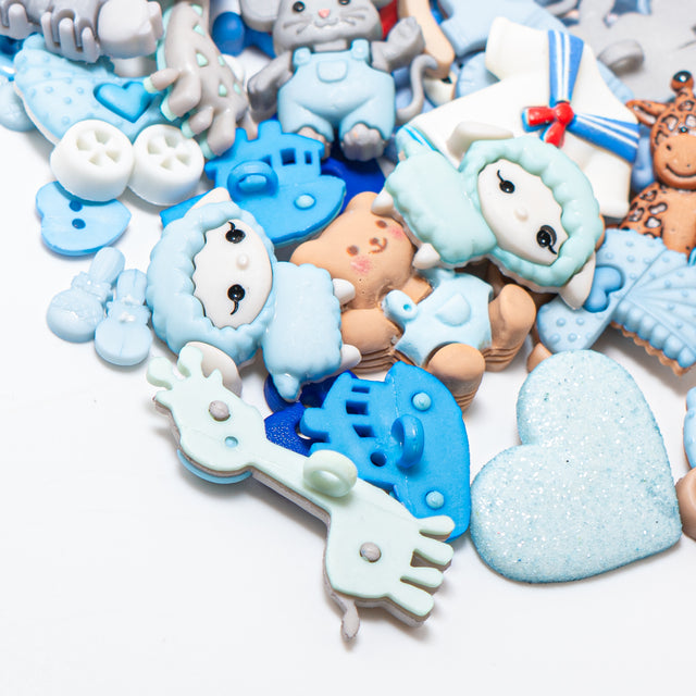 12 Pack Baby Boy Embellishment Bundle, 100 pieces