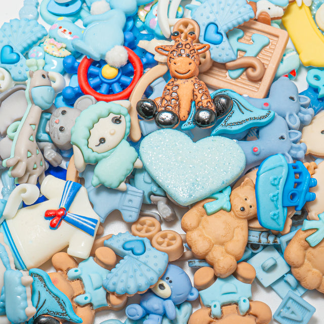 12 Pack Baby Boy Embellishment Bundle, 100 pieces
