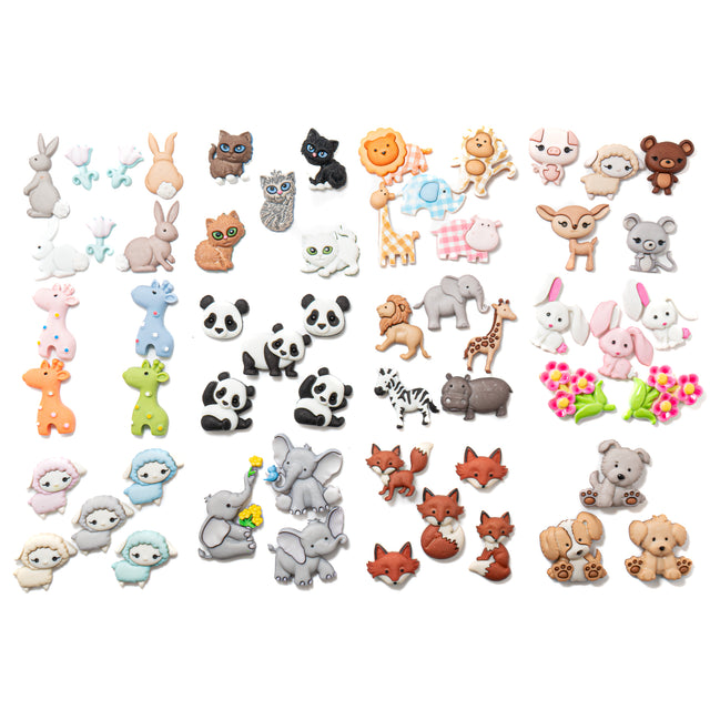 12 Pack Baby Animal Embellishment Bundle 50 pieces
