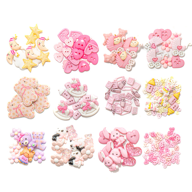 Baby Girl Themed 12-Pack Craft Embellishment Assortment, 100 Pieces