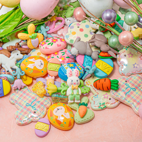 Easter Bundle Multi Color Animals Bunnies Flowers Holiday Themed, 80+ Pieces