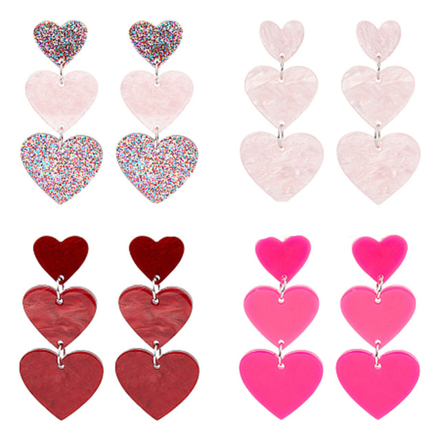 Heart Dangle Acrylic Earrings – Choose Your Style