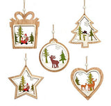 Rustic Christmas Wood Ornament Set