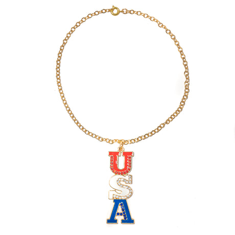 Independence Day Crystal Pendant Necklace
