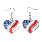 Patriotic Rhinestone Heart Earrings