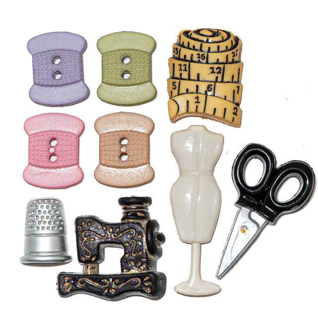 A Stitch In Time Sewing Themed Buttons
