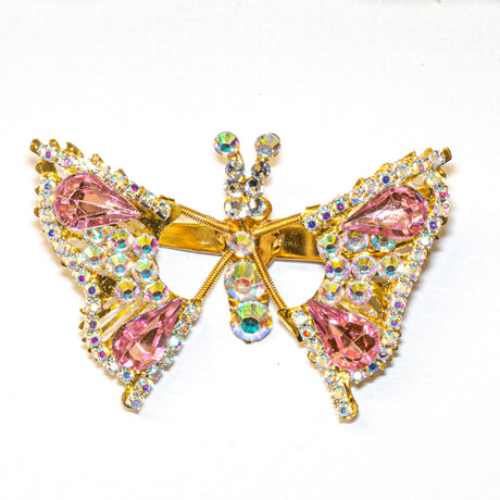 Rhinestone Sparkle Gold Butterfly Hair Clips
