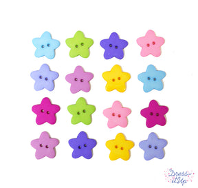 2-hole star shaped buttons in fun colors  for sewing and crafts