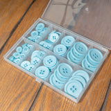 100-Piece Sky Blue Hand-Dyed 4-Hole Resin Button Mix