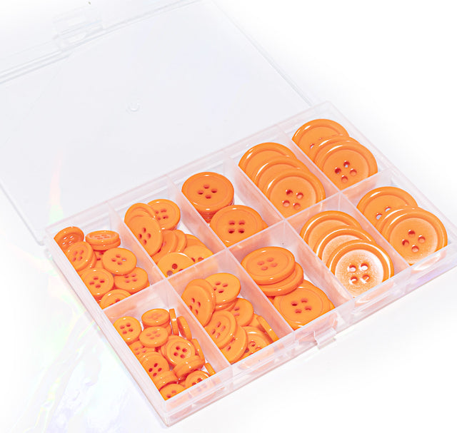 100-Piece Juicy Orange 4-Hole Resin Button Mix
