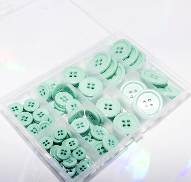 100-Piece Jelly Mint Hand-Dyed 4-Hole Resin Button Mix