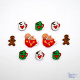 Cocoa, Cookies, and Christmas Movies Gingerbread Mugs Holiday Themed Buttons