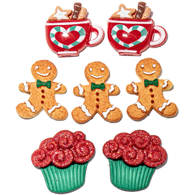 Cookies and Cocoa Food Beverage Holiday Themed Buttons