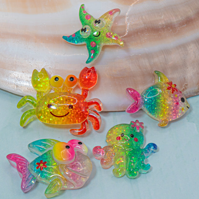 Creatures of the Sea Multi Color Beach Ocean Fish Aquatic Themed Buttons