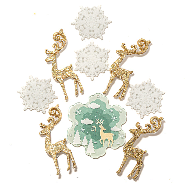 Dashing Through The Snow Animal Deer Snowflake Winter Themed