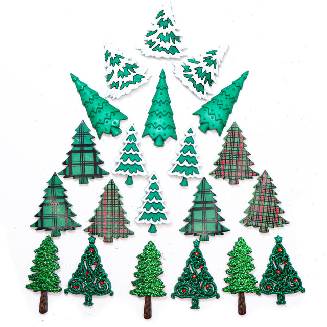 Evergreen Forest Super Value Pack, 21pcs Trees Nature Outdoors Winter Buttons