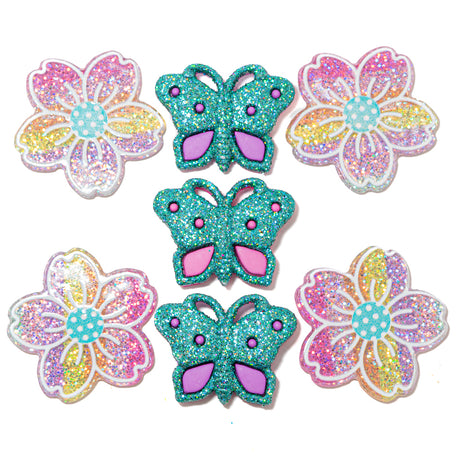 Floral Magic Glitter Spring Flowers Butterflies