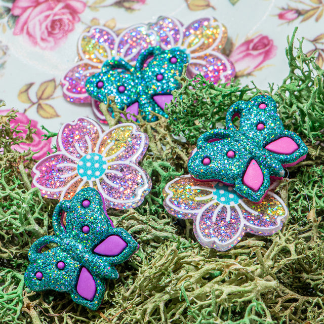 Floral Magic Glitter Spring Flowers Butterflies