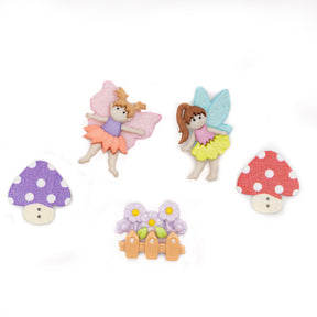 Flower fairy themed craft embellishments in shank back and flat back resin styles for diy projects