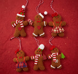 Gingerbread Friends Fabric Ornaments – 6 Piece Set
