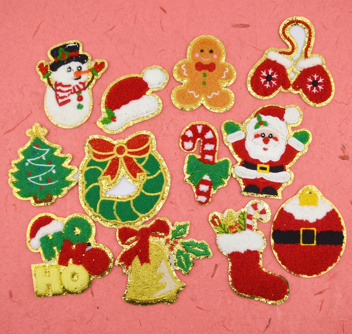 Chenille Merry & Bright Christmas Iron-On Patch Mix