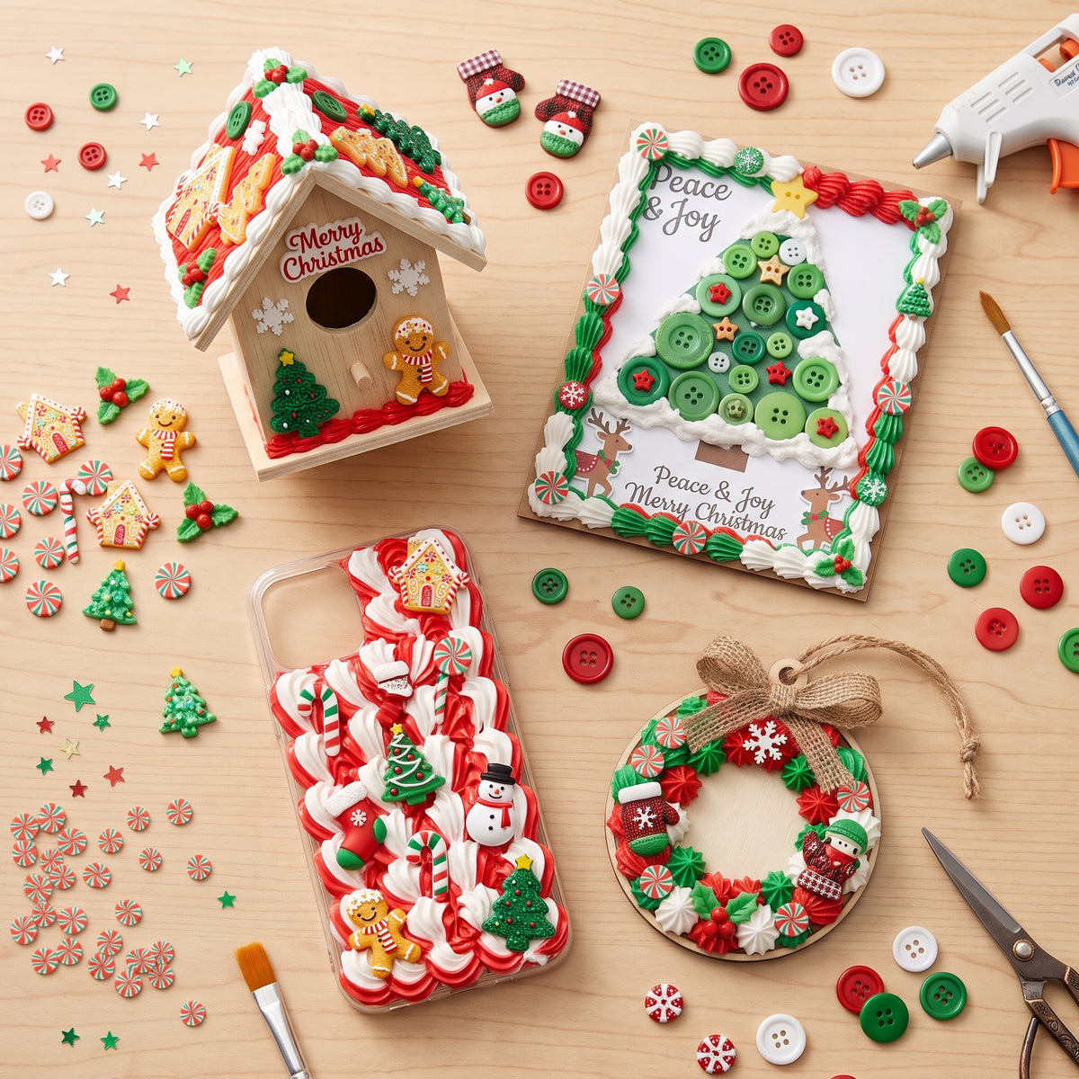 Christmas Decoden Whipped Cream Paste & Piping Tips Set