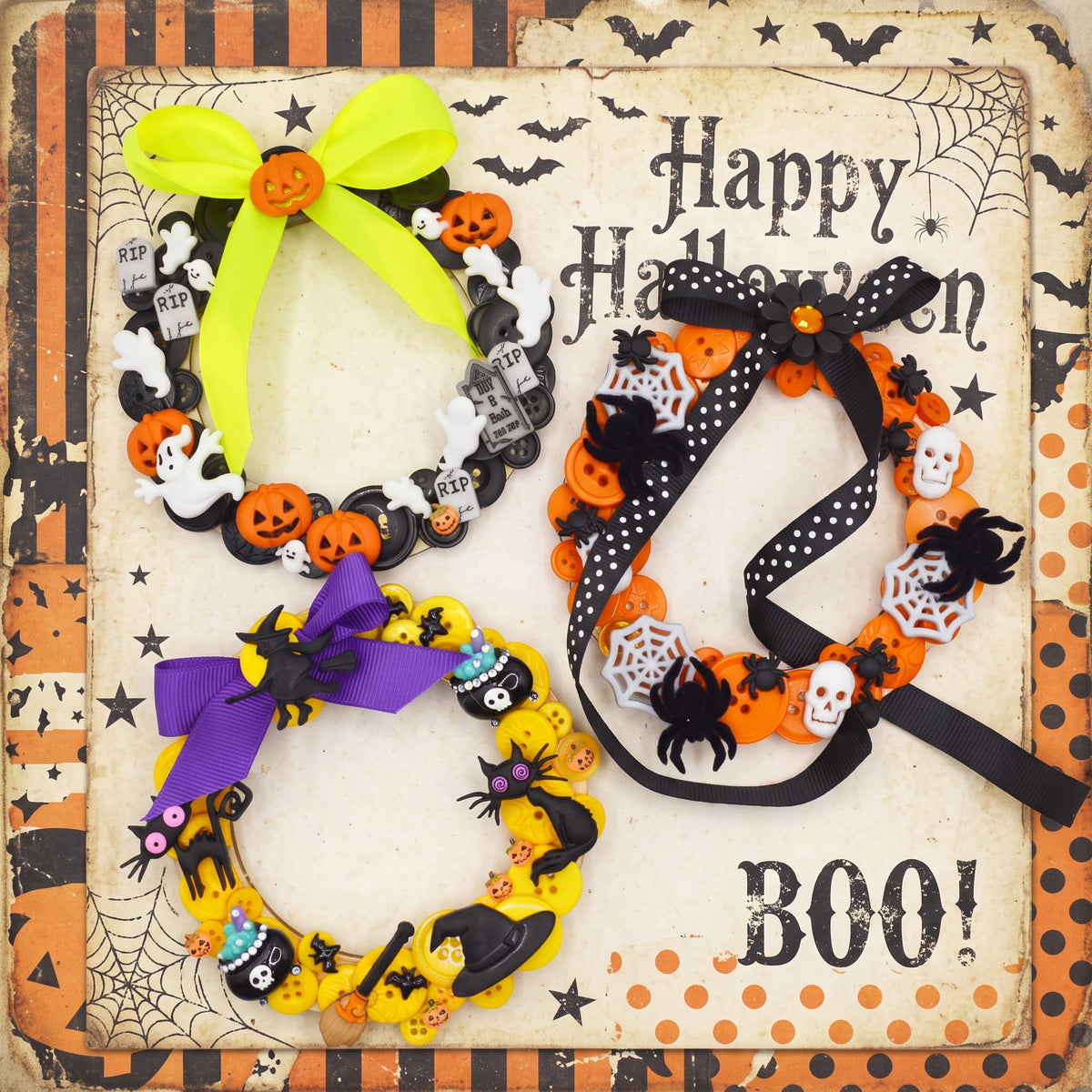 Tiny Halloween Wreath Trio DIY Kit – Makes 3
