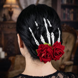 Spooky Skeleton Rose Alligator Hair Clip